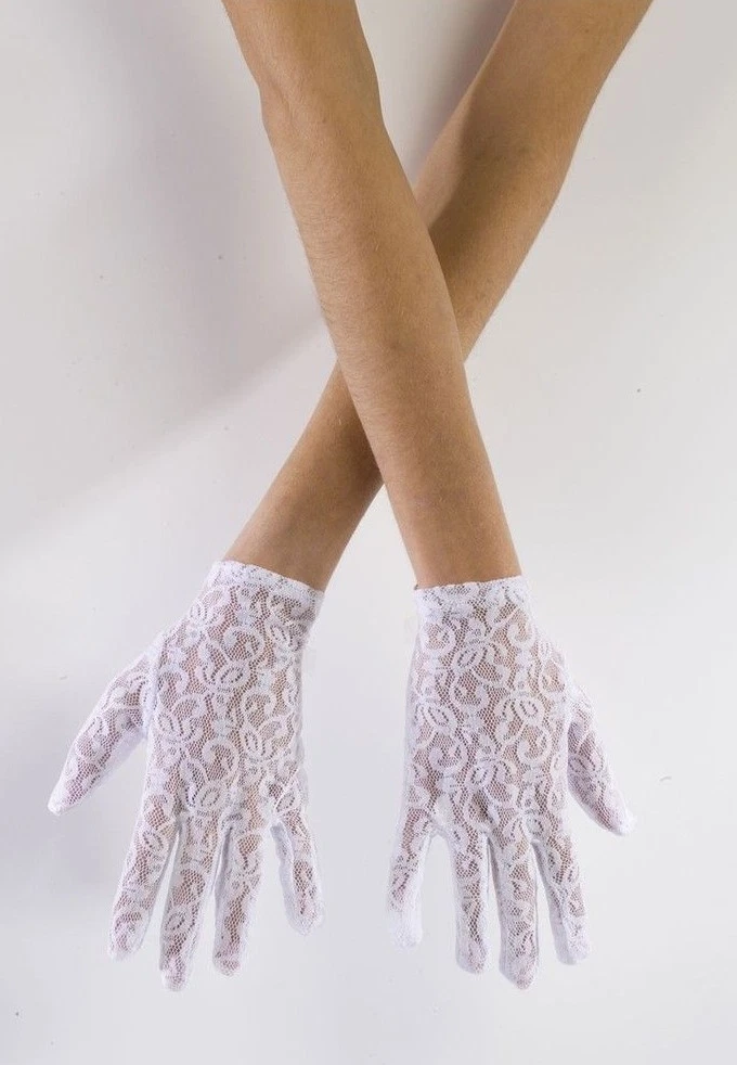 Guantes De Encaje Blancos Sin Dedos Para Mujer | Elegantes Y Elásticos Para Fiestas Y Cosplay
