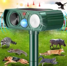 Upgraded Solar Ultrasonic Animal Repellent Dog Cat Skunk Deer Raccoon For Garden