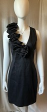 Vtg. Jessica McClintock Deep V Asymmetrical Ruffle Cocktail LBT Prom Party Sz 10