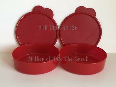 Tupperware Big Wonders Bowls Set 2 Cereal Salad Snack Containers Red 2-Cup  New