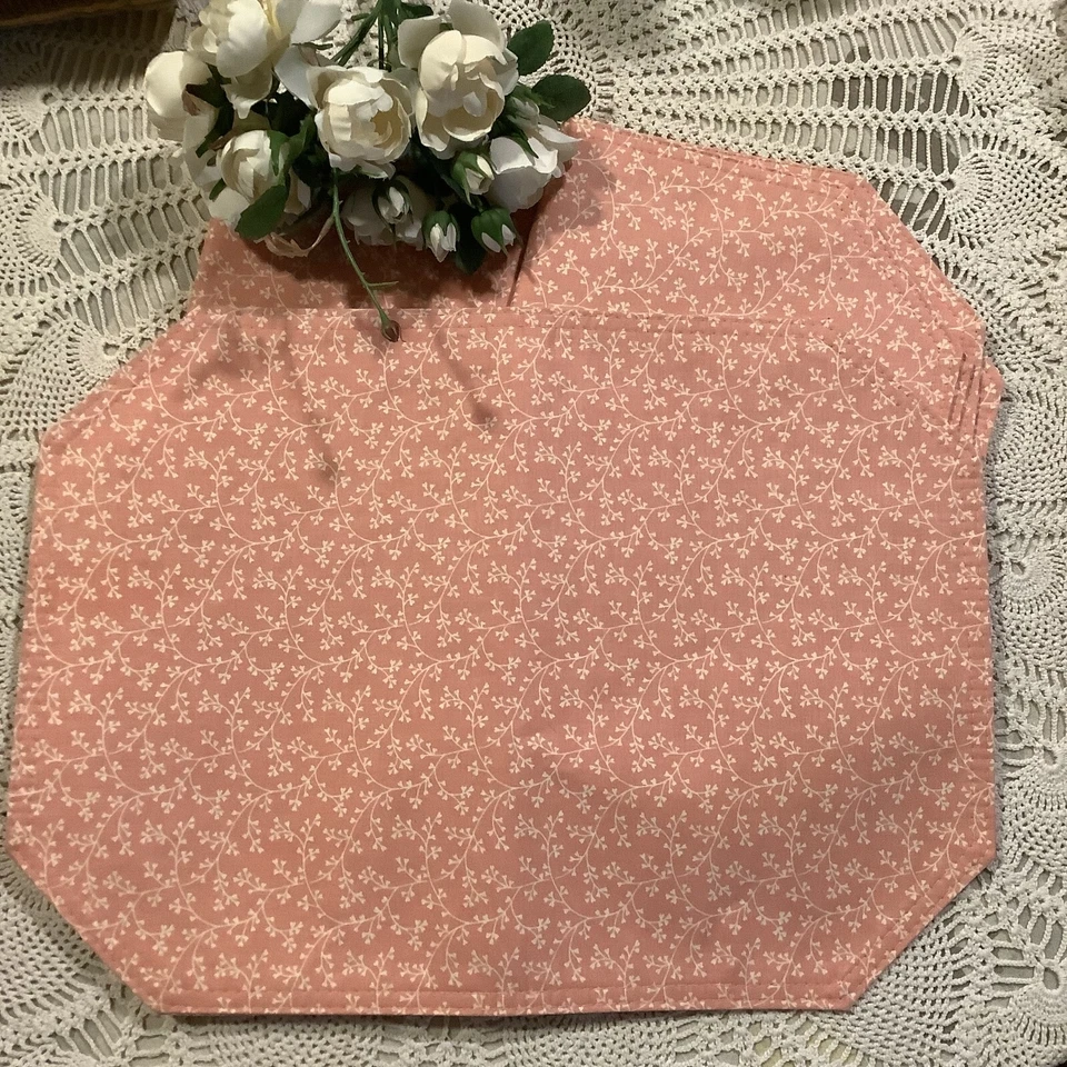 8 Cottagecore Hellpfirsich Beige Wende Kleine Blumen Tischsets 13"x18" Fee