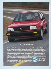 1987 Volkswagen Golf GT Vintage VW GT Up and Go Original  Print Ad 8.5 x 11"