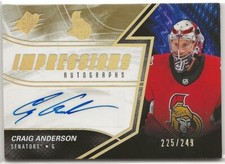2018-19 SPx Impressions Autographs #IACA Craig Anderson 225/249 Ottawa Senators