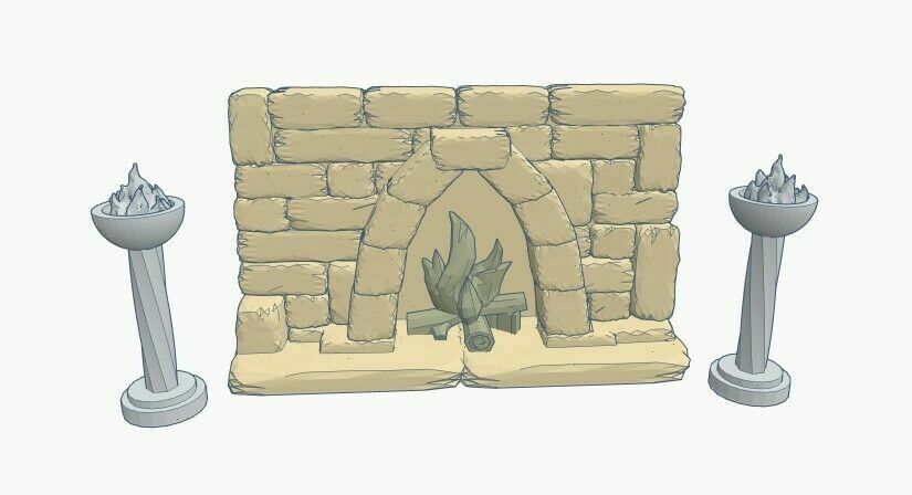 3D kingdoms Dungeons and dragons Pathfinder Fireplace with standing brazier