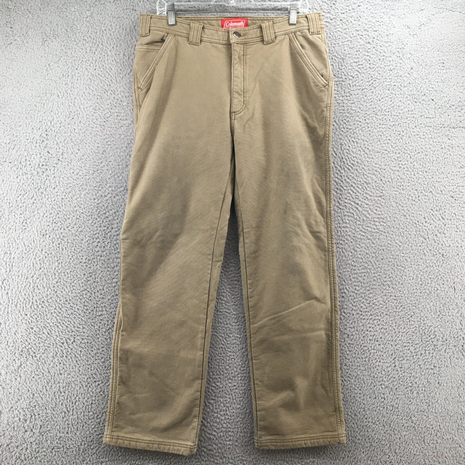 Coleman Carpenter Pants Mens 34 (Actual 34X29) Beige Mid Rise Straight Cut Zip