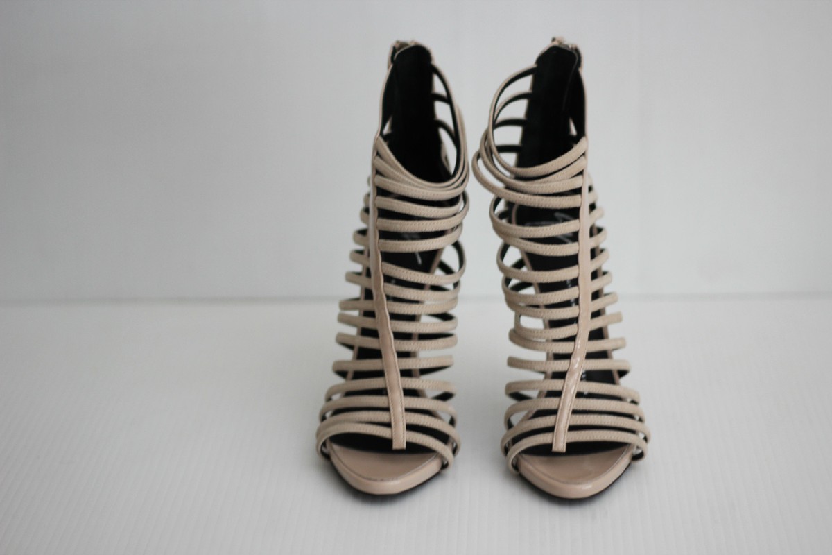 NEW Giuseppe Zanotti 'Priscilla' Cage Sandal Gladiator- Nude Suede
