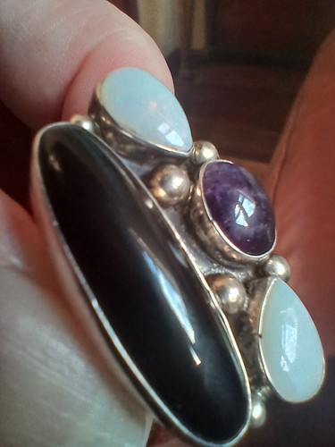 Sterling Silber Multi-Stein Cluster Ring-Größe N, UK, signiert MNT - Bild 15 von 15