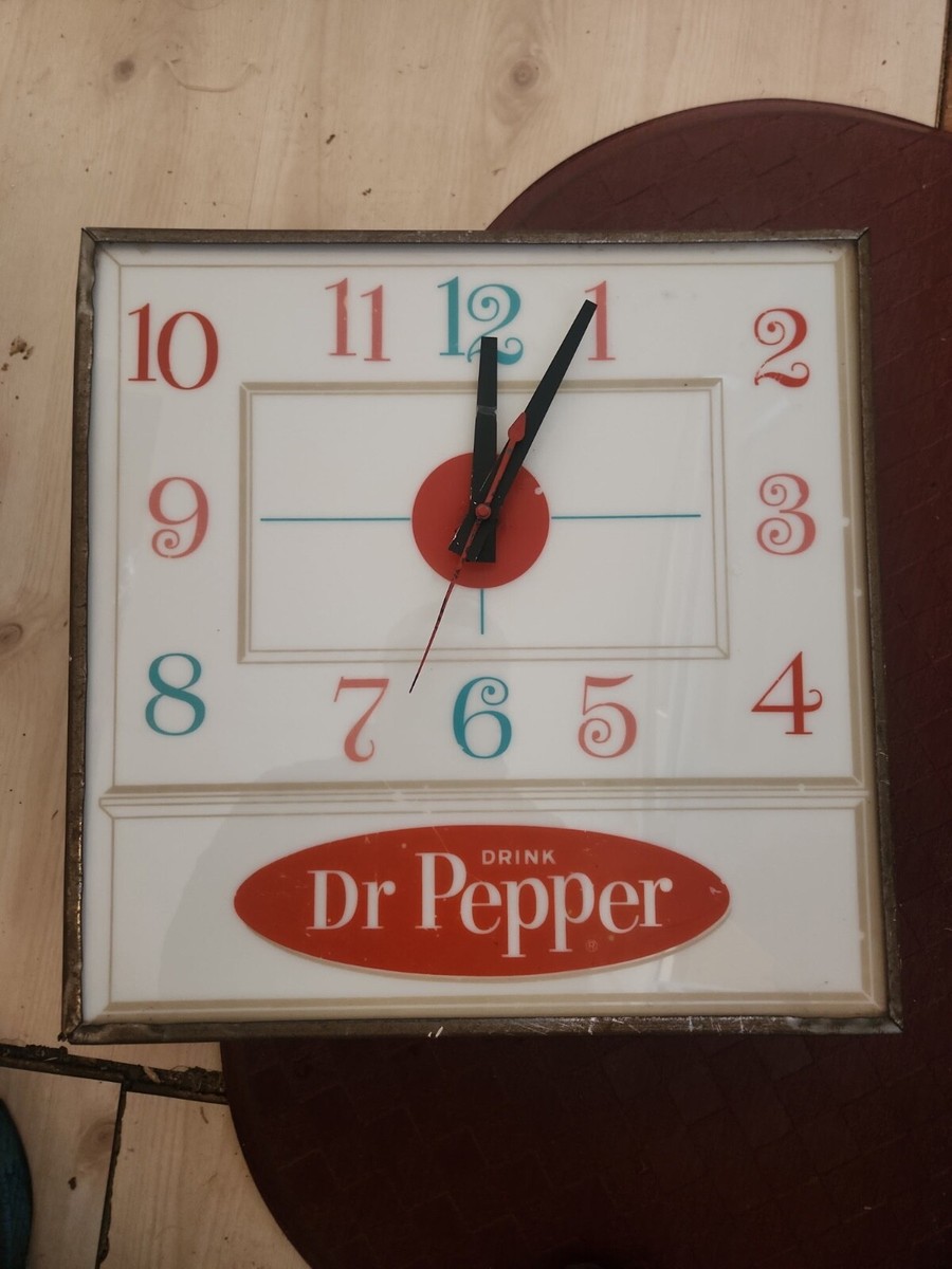 Vintage Dr Pepper Lighted Wall Clock By Pam Clock Co 16x16” Works