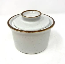 Vintage Stoneybrook Speckled Stoneware Container w Lid Sugar Dish
