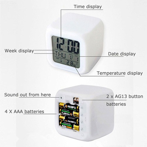 SALE Cartoon Alarm Clock 7 Color Changing Night Light Alarm Clock Kids Toy Gift - Picture 9 of 48