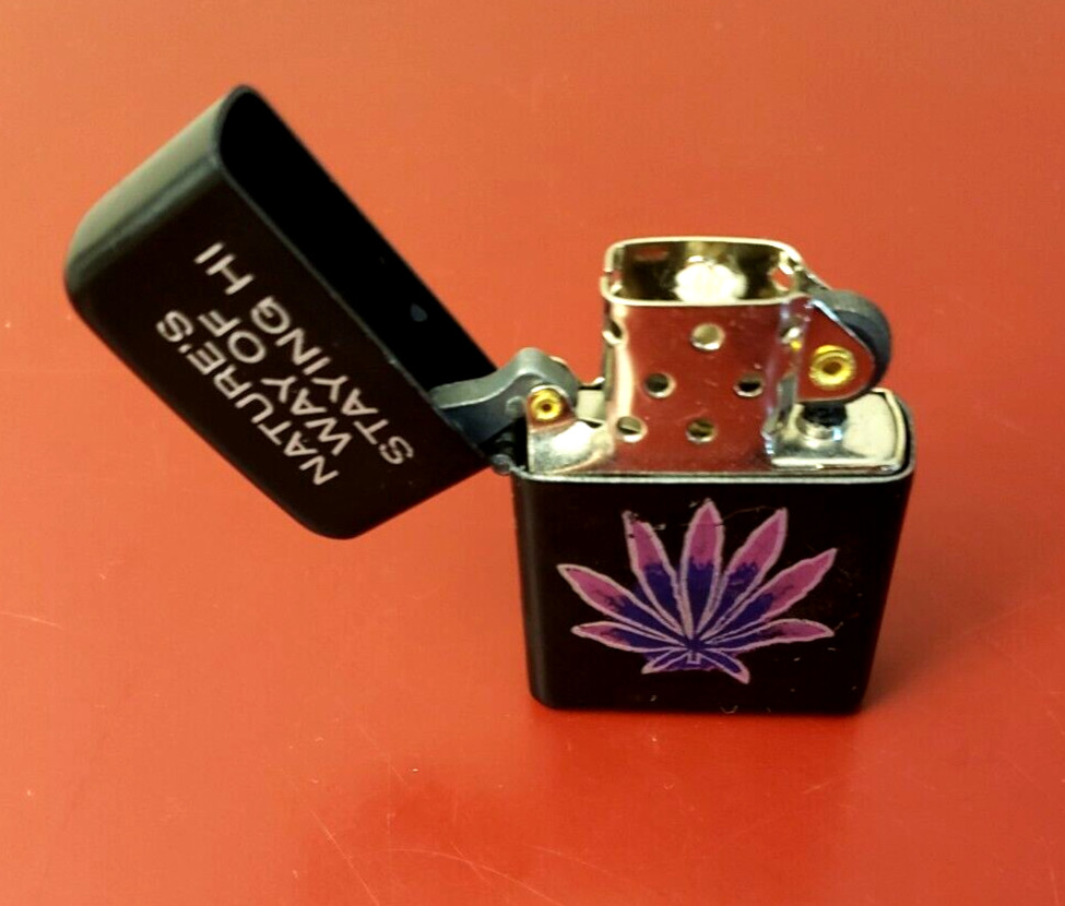 NATURE'S WAY OF STAYING HI -  Zippo Like Windproof Flip-Top Lighter - Black Body