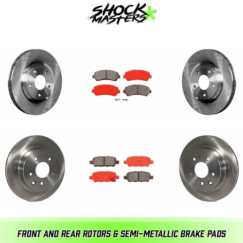 Front & Rear Rotors & SemiMetallic Brake Pads for 20082013 Nissan