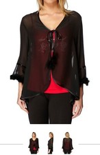 Vestaglia con Manica 3/4 con Piume - Yamamay - Nero - Tg S - NUOVO -