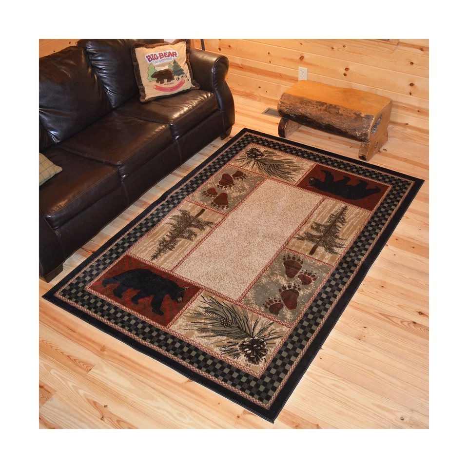 Alfombra redonda Rustic Lodge Black Bear 8', 7'10x7'10 7'10" redonda Foto 2 de 4