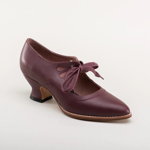 Damenschuhe spitz zulaufend Schnürschuhe niedriger Absatz elegante Mary Jane Schuhe Pump Übergröße - Bild 9 von 17