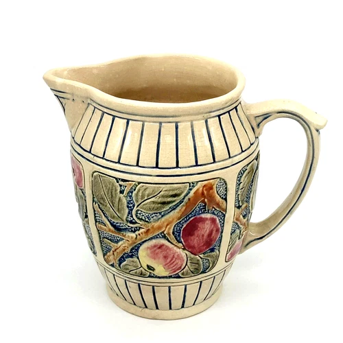 Vintage Weller American Art Pottery Zona Apple Tree Pitcher 7"