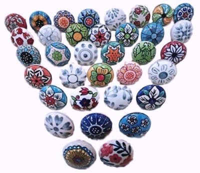Ceramic Knobs Indian Drawer Pulls Handmade Knobs Hand Painted knob Pack of 20 Pc