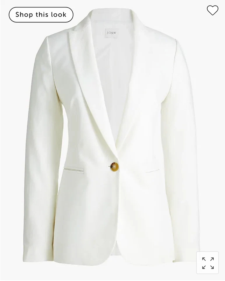 J.Crew Womens $178 Petite Linen Blend One Button Blazer White Size 4P Al755 - Image 2 of 4