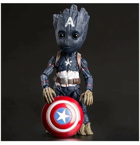 Figura de acción Guardianes de la Galaxia Groot Cosplay Capitán América en caja 10 pulgadas - Imagen 2 de 14