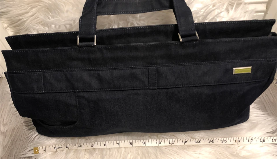 VERSACE Azul Marino Denim Oscuro De Colección Años 70’s Bolso Cluth Auténtico Italia Foto 2 de 4