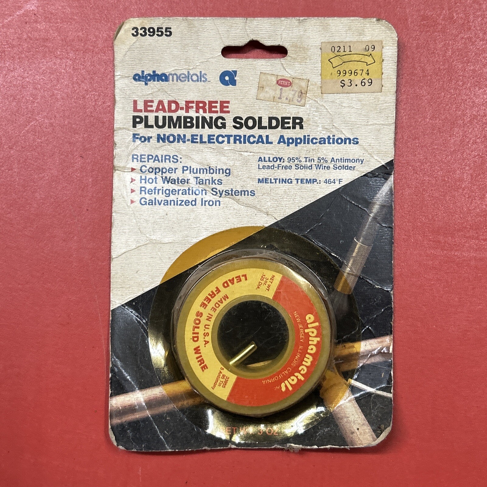 Alpha Metals 33955 3 Oz. .125 Dia. Lead Free Plumbing Solder