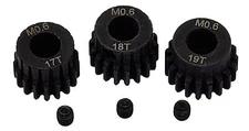NHX RC M0.6 5mm Bore Hardened Steel Pinion Gears: 17T, 18T, 19T