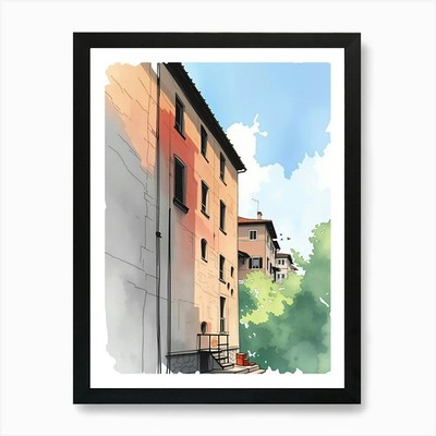 Illustration Of A Building Art Prin Framed Wall Art Poster Canvas Print Picture