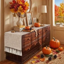 Boho Table Runner, Rustic Farmhouse Dresser Runners Cover Top for Bedroom, Di...