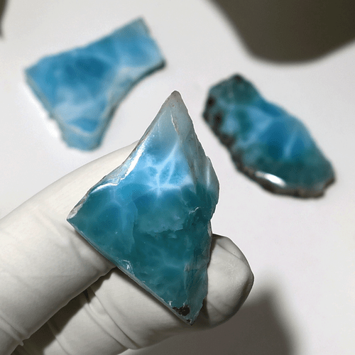 Ocean Dreams ~ 3 piezas losas de cristal gema pulida de alta calidad natural dominicana Larimar - Imagen 4 de 12
