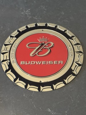 Metal Budweiser sign - logo with the Anheuser-Busch, Inc. text and ''TWIST OFF''