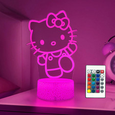 Cute Cat Night Light - 16 Color Changing Lamp with Remote for Kids' Gifts