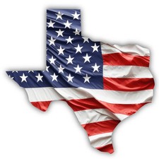 Texas Shaped American Flag Sticker NEW Measures 3" x 3"