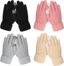 4 Pairs Kids Winter Gloves for Boys Girls, Warm Winter Glove for Kids, Knit Todd