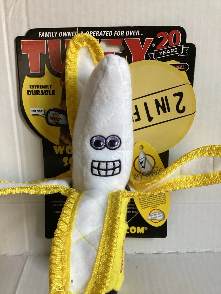 Juguete para perro Tuffy ultra duradero plátano chirriante 2 en 1 divertido Foto 3 de 4