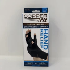 Copper Fit Copper Infused Compression Gloves For Hand Relief - S/M One Pair