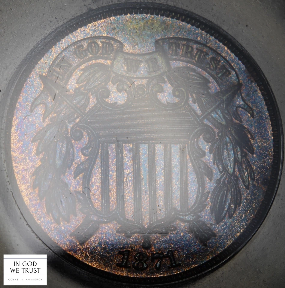 1871 PROOF Copper Two Cent Piece 2C ICG PR 65 BN (TONED!!!) - Image 3 of 4