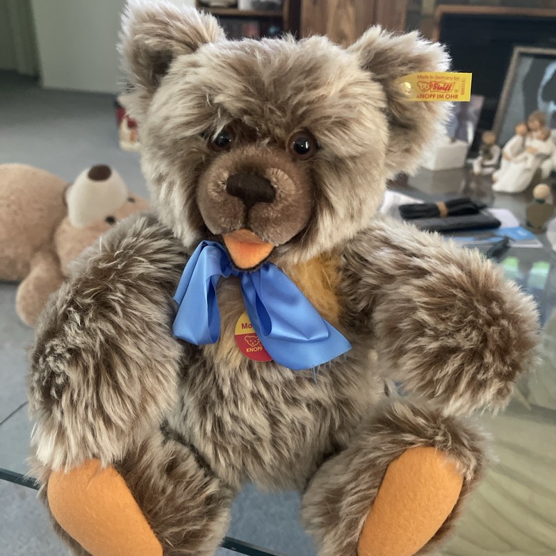Vintage STEIFF Mohair Zotty Teddy Bear Jointed w/Sound Ear Tag Plus Original Tag