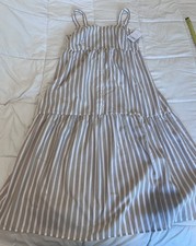 New Ingrid Isabel Sleeveless Taupe Stripe Maternity Dress L Retail 30