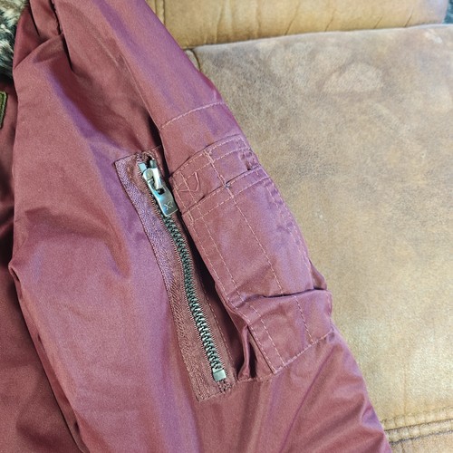 Giacca Bomber XR X Ray Jeans Ecopelliccia Borgogna Toppe Militari *Leggi - Foto 9 di 24