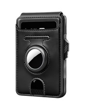 RFID Wallet for Men with AirTag Holder - Brushed Aluminum Pop Up Card Holder,...