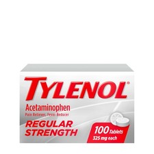 Tylenol Regular Strength Tablets with 325 mg of 100 Count Pack 1 , White