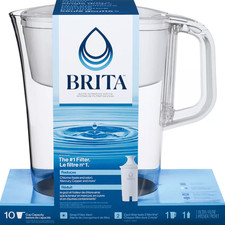 Brita 10-Cup Water Filter Pitcher in White wi...