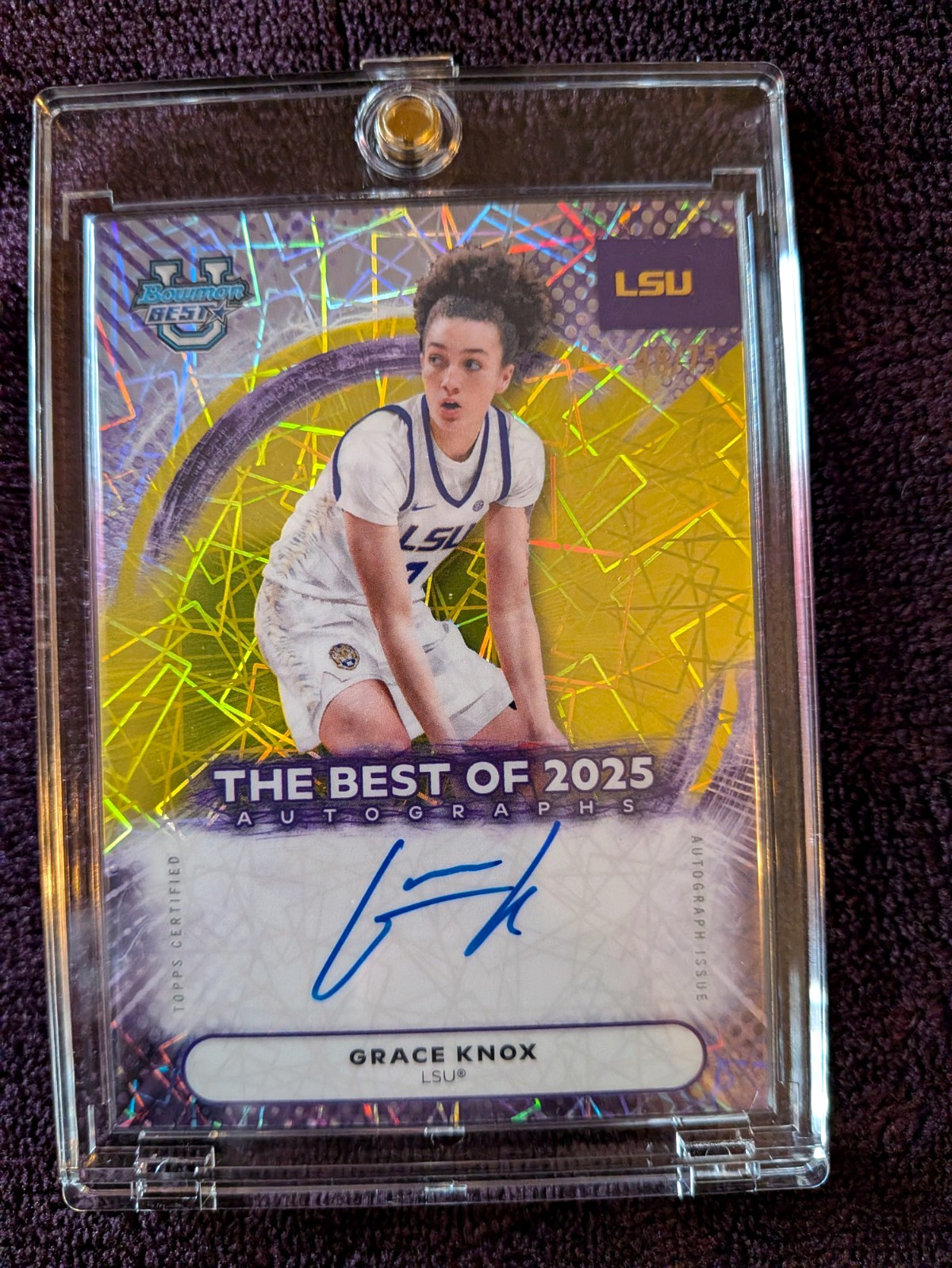 Grace Knox 2025-26 Bowman U Best Auto Yellow Lazer SSP 44/75 #BA-GK LSU