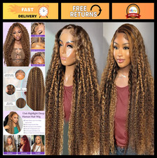 Ombre 13x6 Lace Front Wig 26" Deep Wave Human Hair 210 Density Glueless HD Lace