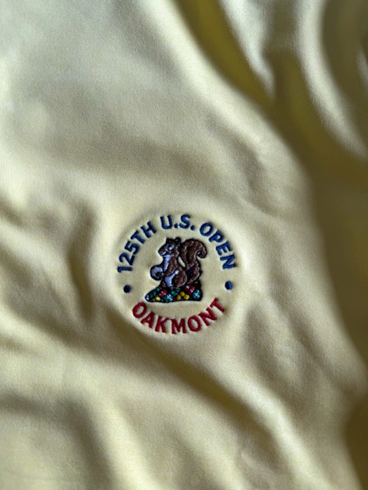 Pullover Peter Millar 2025 U.S. Open amarillo Perth melange rendimiento cuarto cremallera Foto 2 de 4