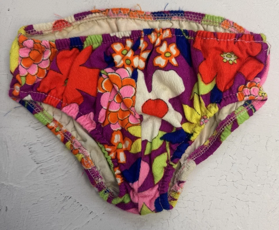 Verdadero Traje de Baño Vintage Dos Piezas Retro Colorido Estampado Floral Traje de Baño Playa Raro Foto 2 de 4