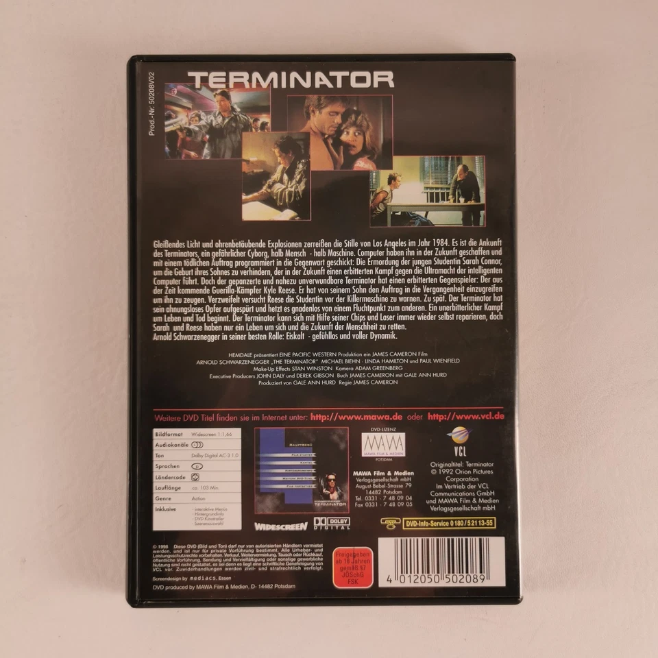 Terminator DVD ungekürzte Fassung MAWA VCL Schwarzenegger Action Sci-Fi FSK18 - Bild 2 von 4