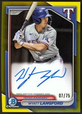 2024 Bowman Chrome Prospect Yellow Refractors Wyatt Langford Rookie AUTO #07/75