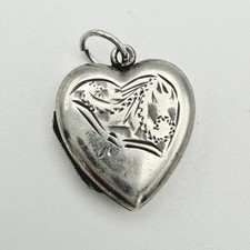 Vintage 925 Sterling Silver Heart Locket Charm Pendant