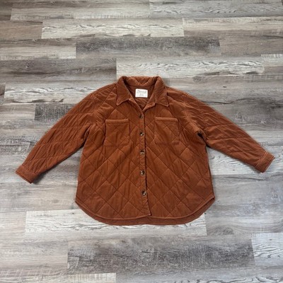 Vintage Natural Reflections Brown Quilted Jacket Shacket Cozy Fall Layering 2X